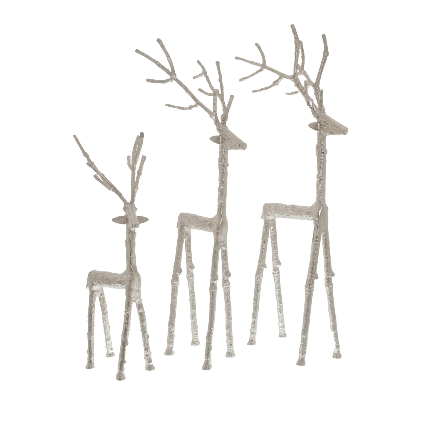 Large Silver Standing Stag Ornament