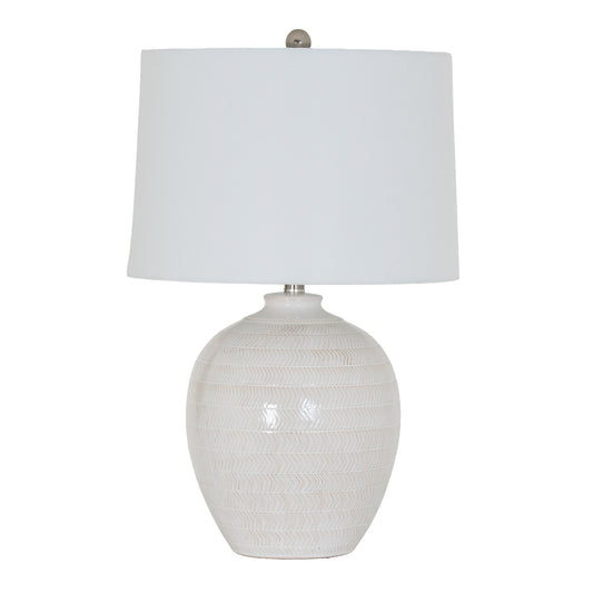 Chevronne Ceramic Table Lamp With Linen Shade
